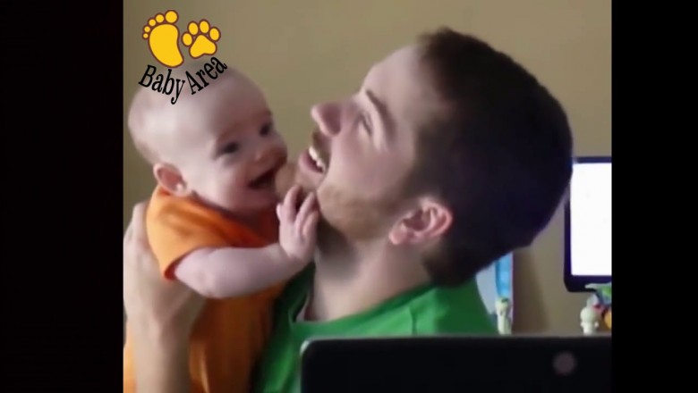 Baby loves Dad's Beard